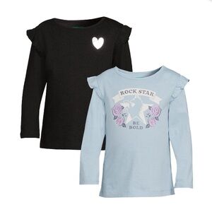365KIDS From Garanimals girls ruffle 2-pack long sleeve shirts; size:10